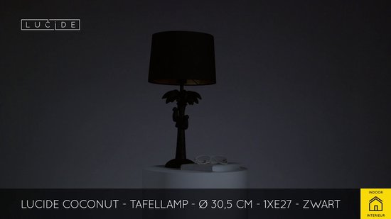 Lucide EXTRAVAGANZA COCONUT - Tafellamp - Ø 30,5 cm - 1xE27 - Zwart