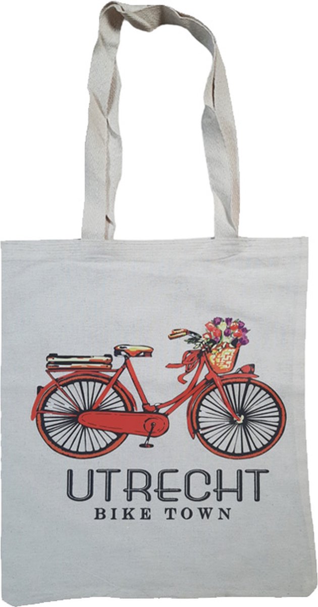 Canvas tas Utrecht Bike Town rood - katoenen tas - schoudertas dames - tassen dames - schoudertassen