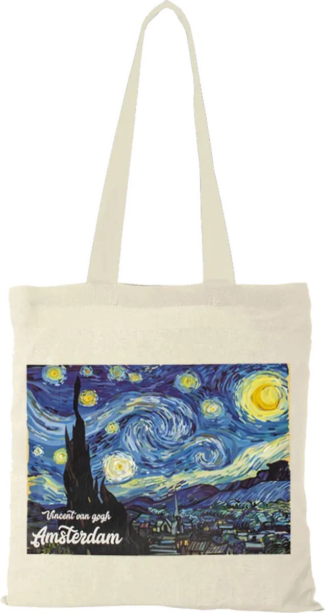 Canvas Tas- de sterrennacht van Gogh - katoenen tas - schoudertas dames - tassen dames - schoudertassen