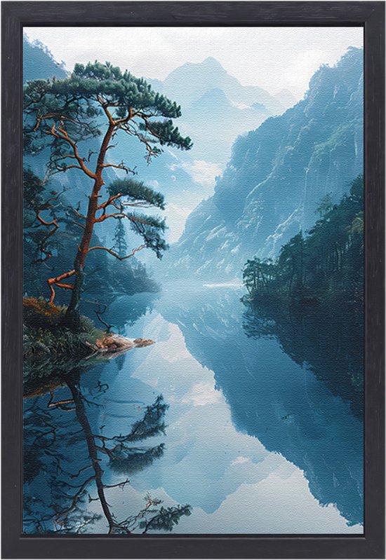 Tableaux d'arbres - Tableaux végétaux - Tableaux sur toile Montagnes - Décoration murale rurale - Toile avec cadre - Décoration murale toile de salon avec cadre 100x150 cm