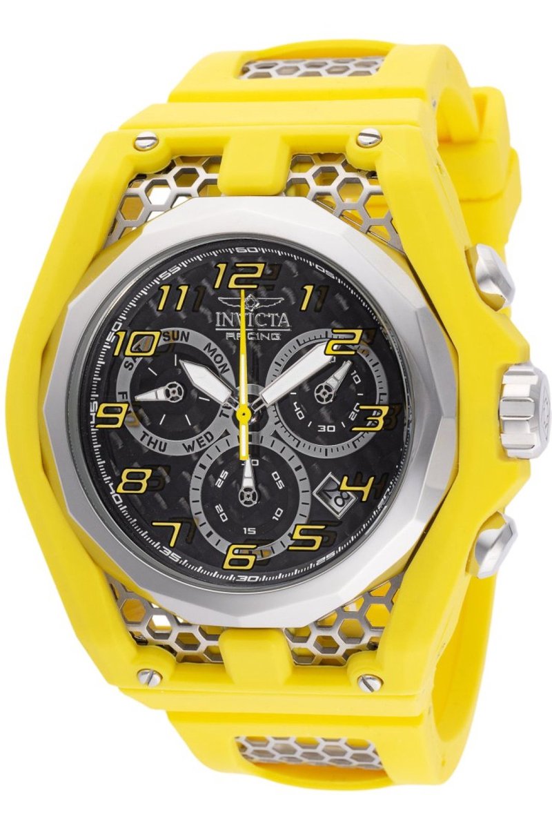 Invicta Racing 47206 Heren Horloge - Waterdicht - Analoog - Quartz Uurwerk - Roestvrij Staal met zwarte Wijzerplaat - 53mm