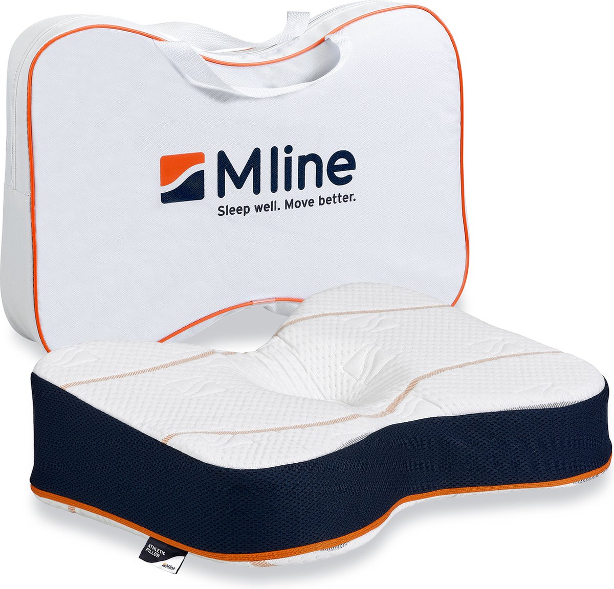 M line Athletic Pillow | Hoofdkussen | HeiQ allergen tech | Traagschuim | Tegen rug- en nekklachten | Maximale ventilatie | Ergonomisch | Anti allergeen | Wasbaar op 60° |