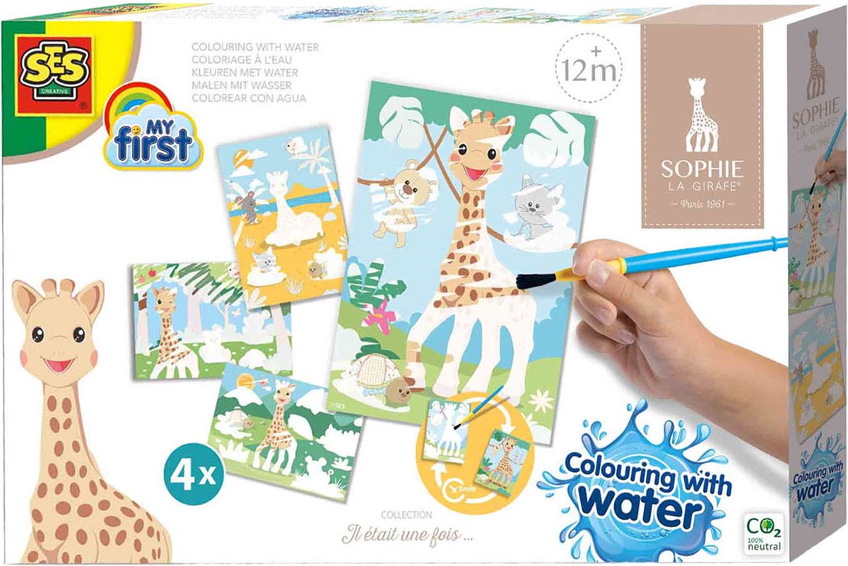 SES Sophie la girafe Kleuren met water geen geknoei 4 magische kaarten herbruikbaar