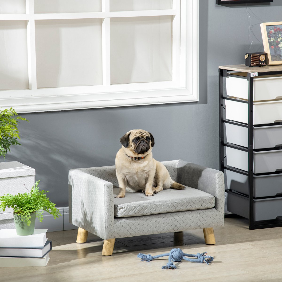 PawHut Hondenbed voor honden en katten met rand, zacht kussen, poten PawHut Hondenbed voor honden en katten met rand, zacht kussen, poten