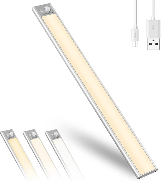 LED Verlichting met Bewegingssensor Oplaadbaar 40CM Kastverlichting Trapverlichting Keukenverlichting Zwart 4 Stuks