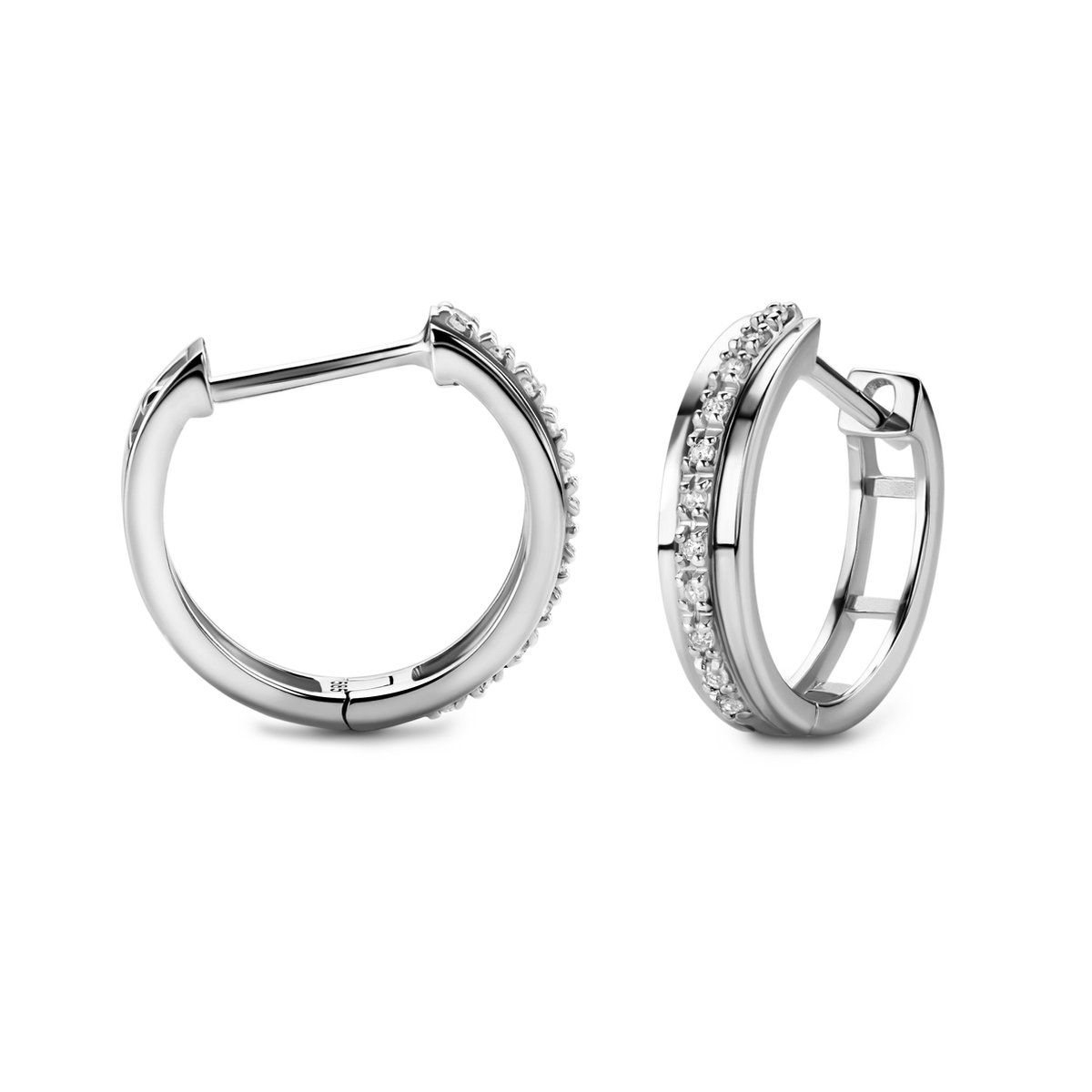 Miore Pure Oorbellen Dames - 14 Karaat Goud - Met Diamanten - Oorringen - 3 mm