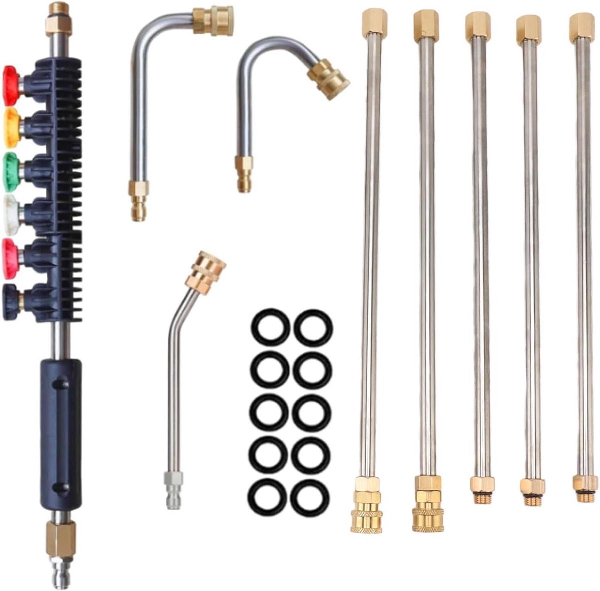 Lance Extension voor Hogedrukreiniger Gutter Cleaner Attachment Spuitpistool Wand Lance met 6 Nozzles 1 4in Quick Connect Dakgootreiniger
