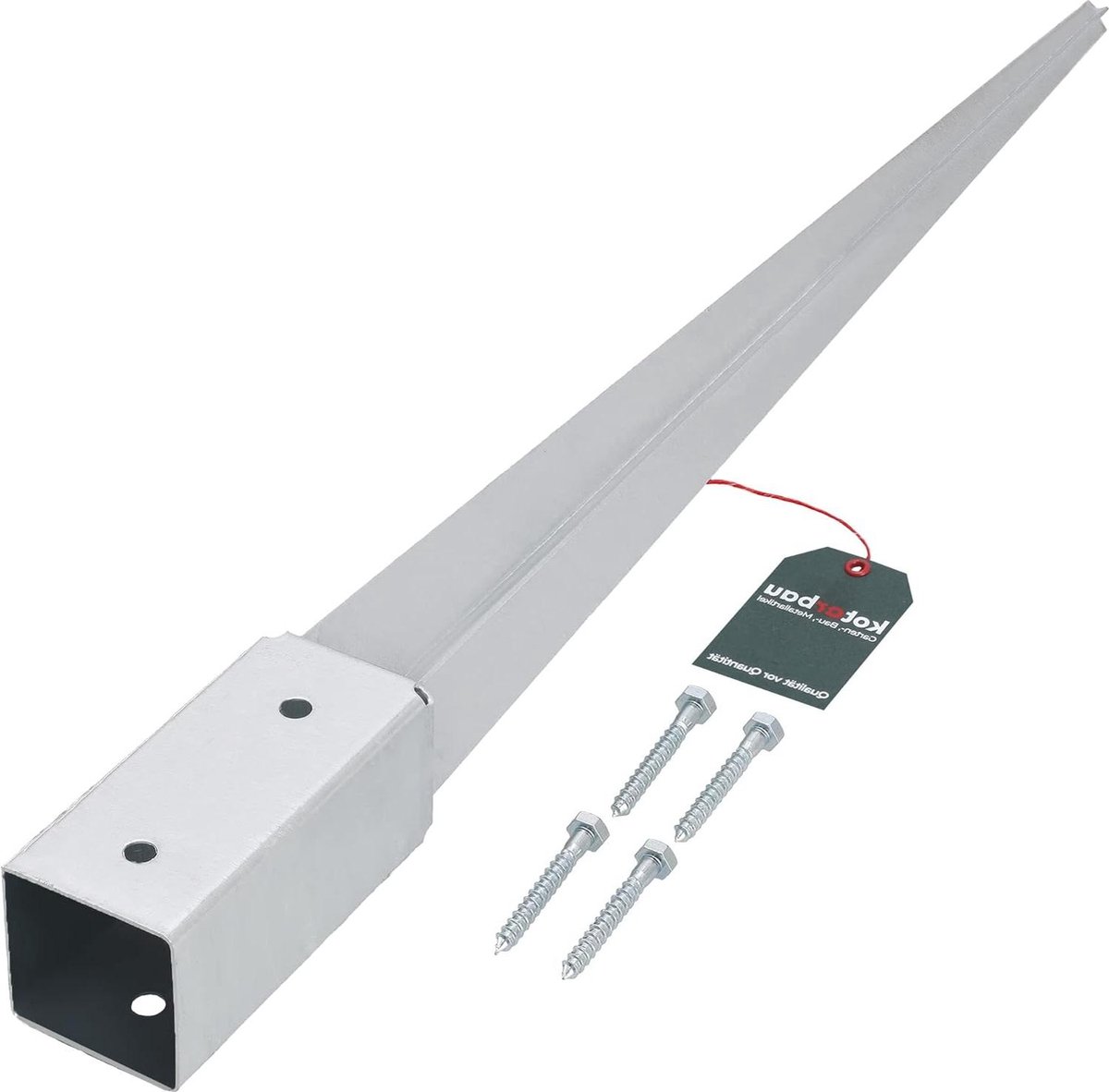 Inslagbodemhuls 61 x 61 mm lengte 750 mm - paaldrager - thermisch verzinkt - grondanker - staal
