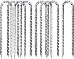 30 cm lange grondanker haringen - 8 stuks U-haken bodemspijkers - verzinkt bevestiging voor trampoline camping tenten luifels kippenhok