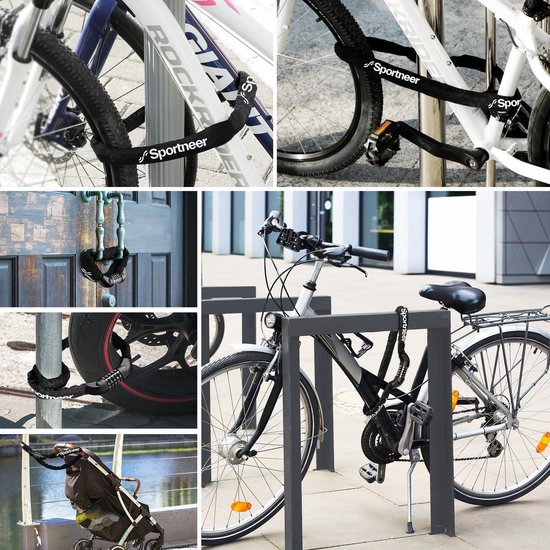 5-cijferige cijfercombinatie Fietsslot - terugstelbaar cijferslot voor fiets - Sportneer kettingslot van Sportneer — afbeelding 2