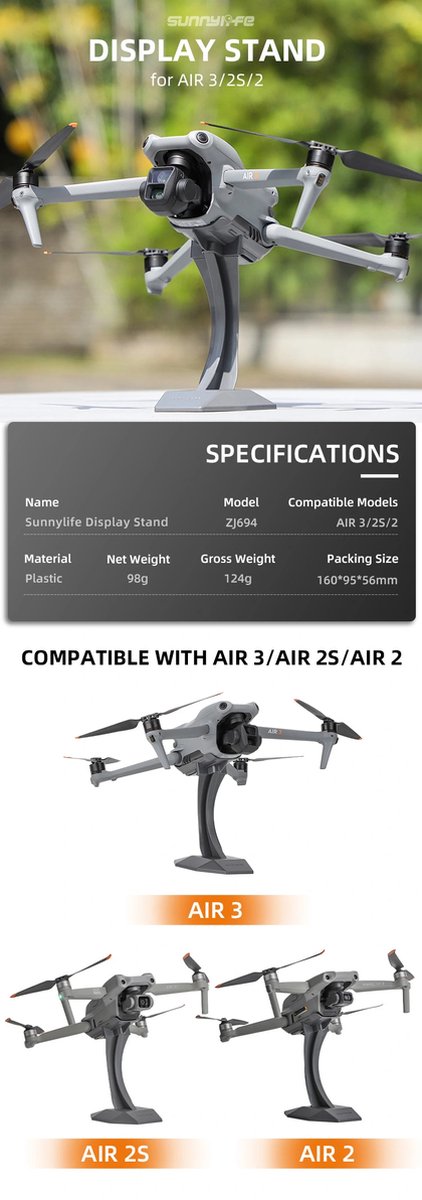 50CAL Desktop Display Stand voor DJI Air 3, DJI Air 2S en DJI Air 2 drones thumbnail 3