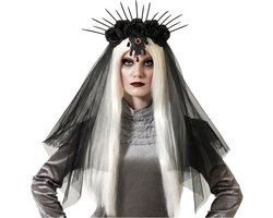 Atosa Verkleed haarband/hoofdband met ornament - zwart - meisjes/dames - Evil queen/Halloween/Medusa/Fantasy - carnaval - kunststof