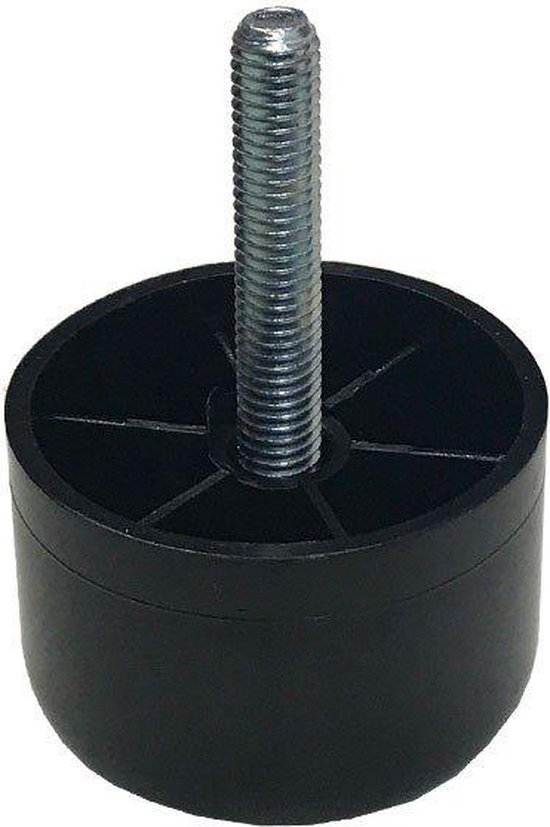 Meubelpoot zwart rond Ø 5 cm en hoogte 3,5 cm van kunststof (M8) - Set van 4 stuks