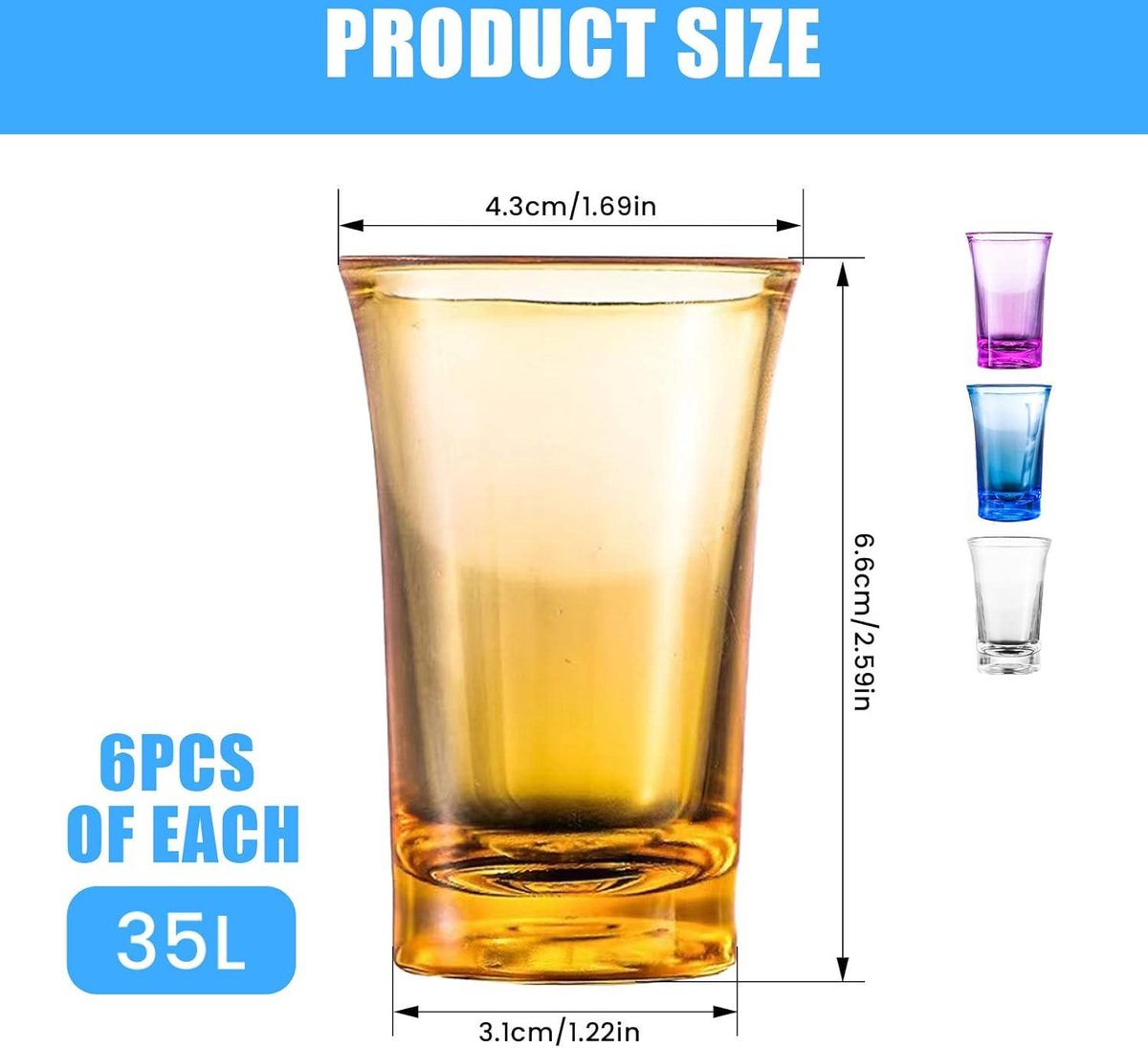 24 Verres à Shot En Verre épais 35 Ml - Forme œuf, Fond Carré, Pour Vodka, Tequila, Liqueurs, Lave-vaisselle Safe
