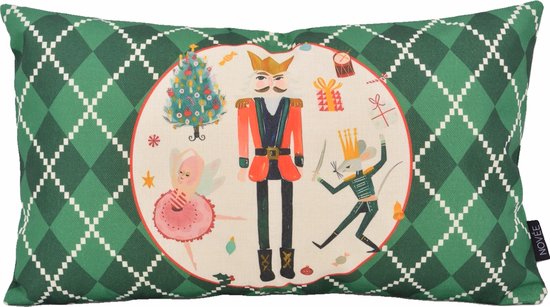 Kerst Notenkraker Groen Kussenhoes | 30 x 50 cm | Katoen/Linnen