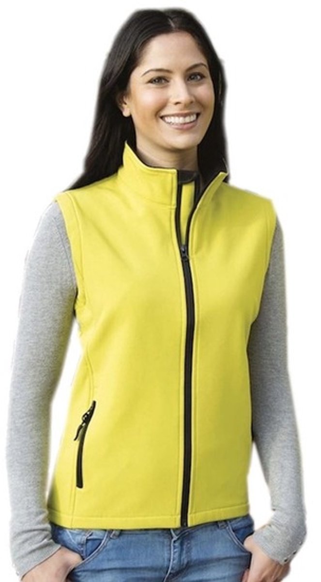 Softshell casual bodywarmer geel voor dames - Outdoorkleding wandelen/zeilen - Mouwloze vesten XL