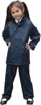 Regenpak winddicht voor kinderen - navy blauw - Regenjas / regenbroek - Regenkleding 134/146