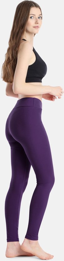 Merry Style Dames Lange Leggings - Sport - Vrijetijdsbroek - Lange - Sporbroek - van Katonen - Brede Taille - MS-MS10-429-LE - Violet - XL