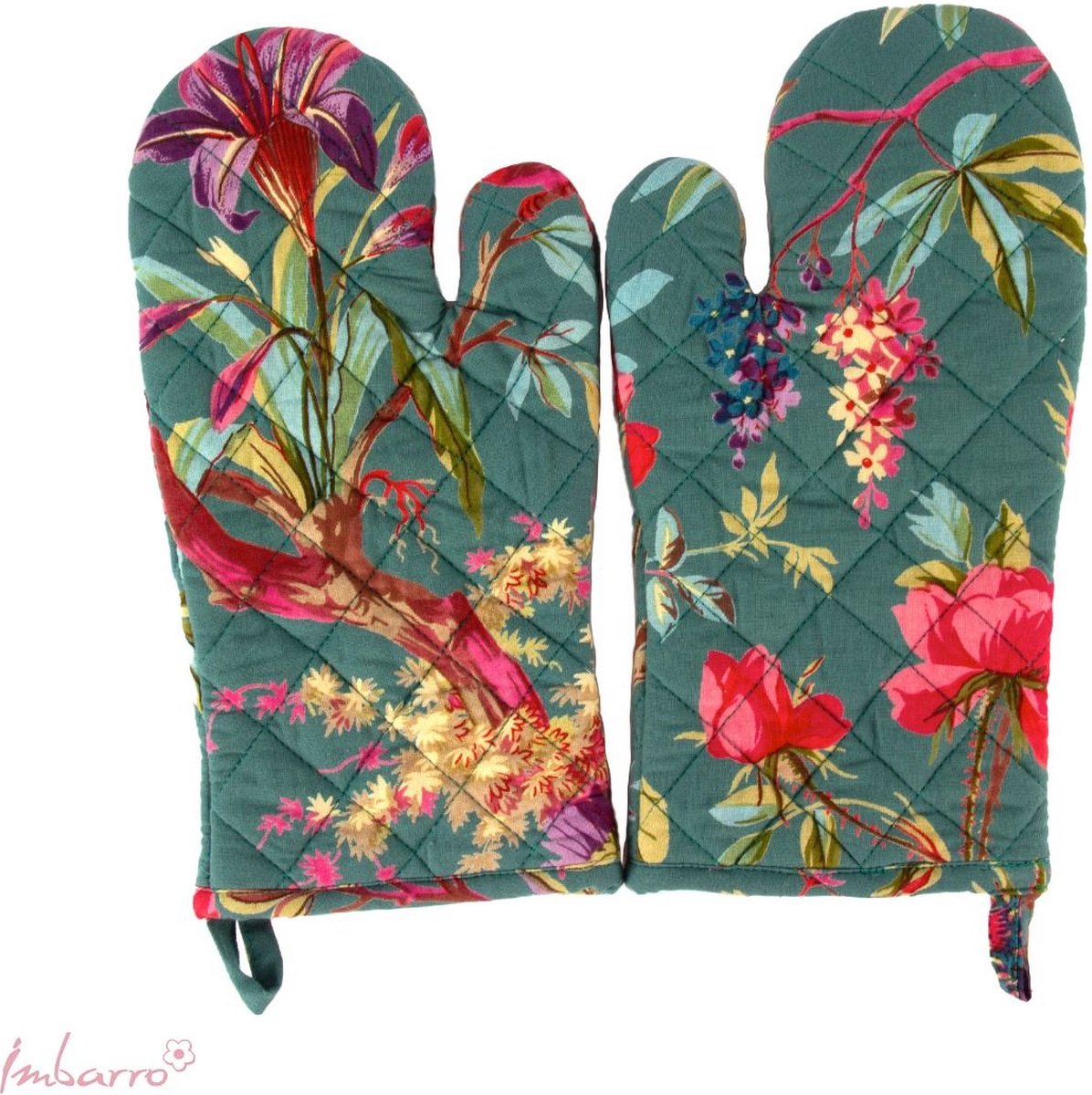 Imbarro Fashion & Home Paradise Ovenwanten Paradise Emerald - set of 2 100 % katoen met ophanglus