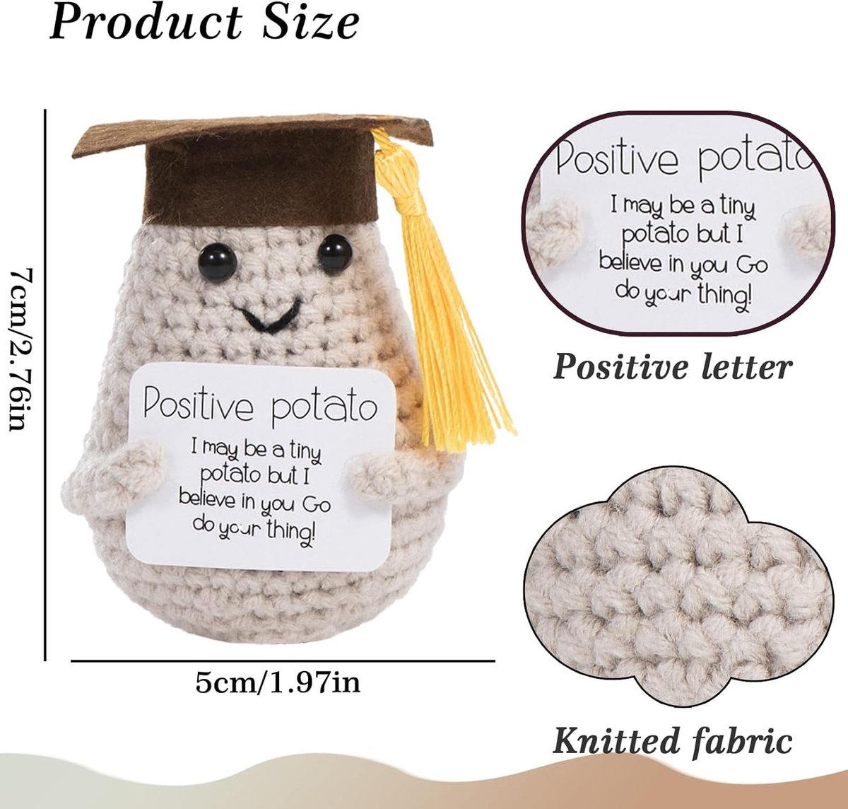 LOODIA Positive Potato Grote cadeauset, Pocket Hug cadeaus voor vrouwen, kleine geluksbrenger voor beste vriendin en kinderen, motivatiegeschenk, partner, herfstdecoratie, geluksbeerchi-vulling