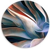 WallCircle - Wandcirkel 90x90 - Bladeren - Natuur - Stilleven - Blauw - Ronde schilderijen woonkamer - Wandbord rond - Muurdecoratie cirkel - Kamer decoratie binnen - Wanddecoratie muurcirkel - Woonaccessoires