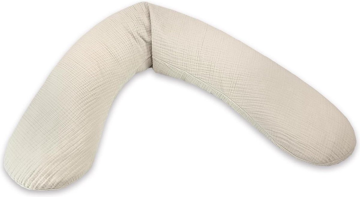 Goedkoopste Vervangende hoes voor zwangerschapskussen en voedingskussen - 190 cm - mousseline - zandbeige zwangerschapskussen hoes xxl