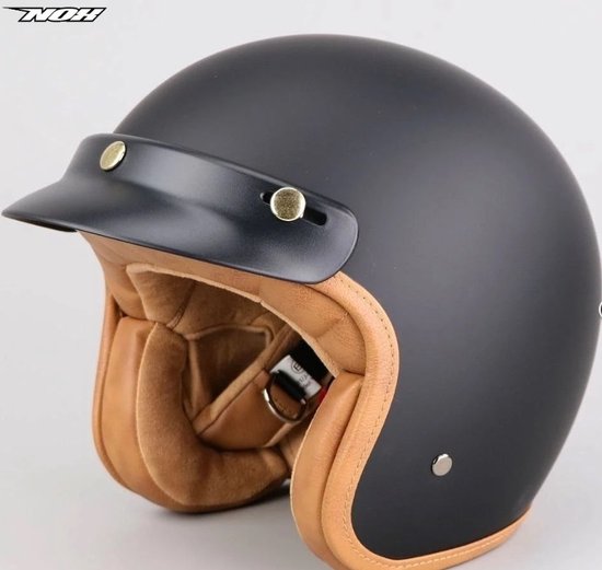 Mat Zwarte Jethelm - Scooter helm - Nox N243 Stijlvolle Retro Helm met ECE 22.06 Keuring - Scooterhelm - Jethelm met Comfort voering - Motorhelm - Fatbike Helm - Speed Pedelec Helm - Maat L (59cm)