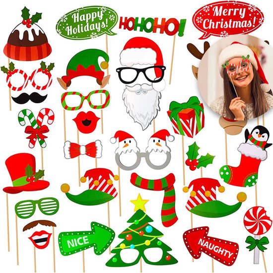 Accessoires photo de Noël Vêtements de Noël Photobooth Props Décorations de Noël Décoration de Noël Fête de Noël - 32 pièces