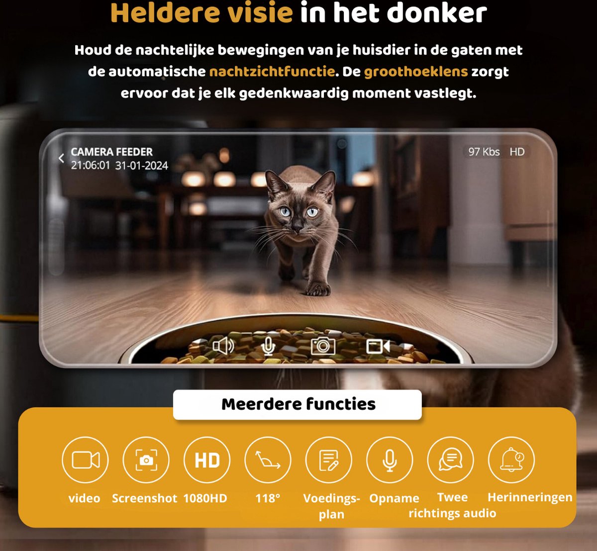 Afbeelding 2 van SmartPaw Feedvision - automatische voerbak kat - voerautomaat kat - voerautomaat dispenser - voederbak met camera en APP