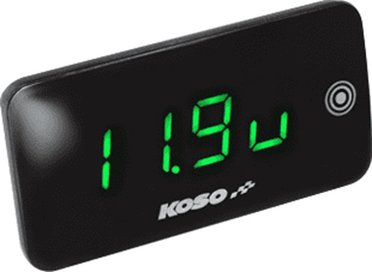 Temperatuurmeter + voltmeter Koso Slim Line New Generation groen