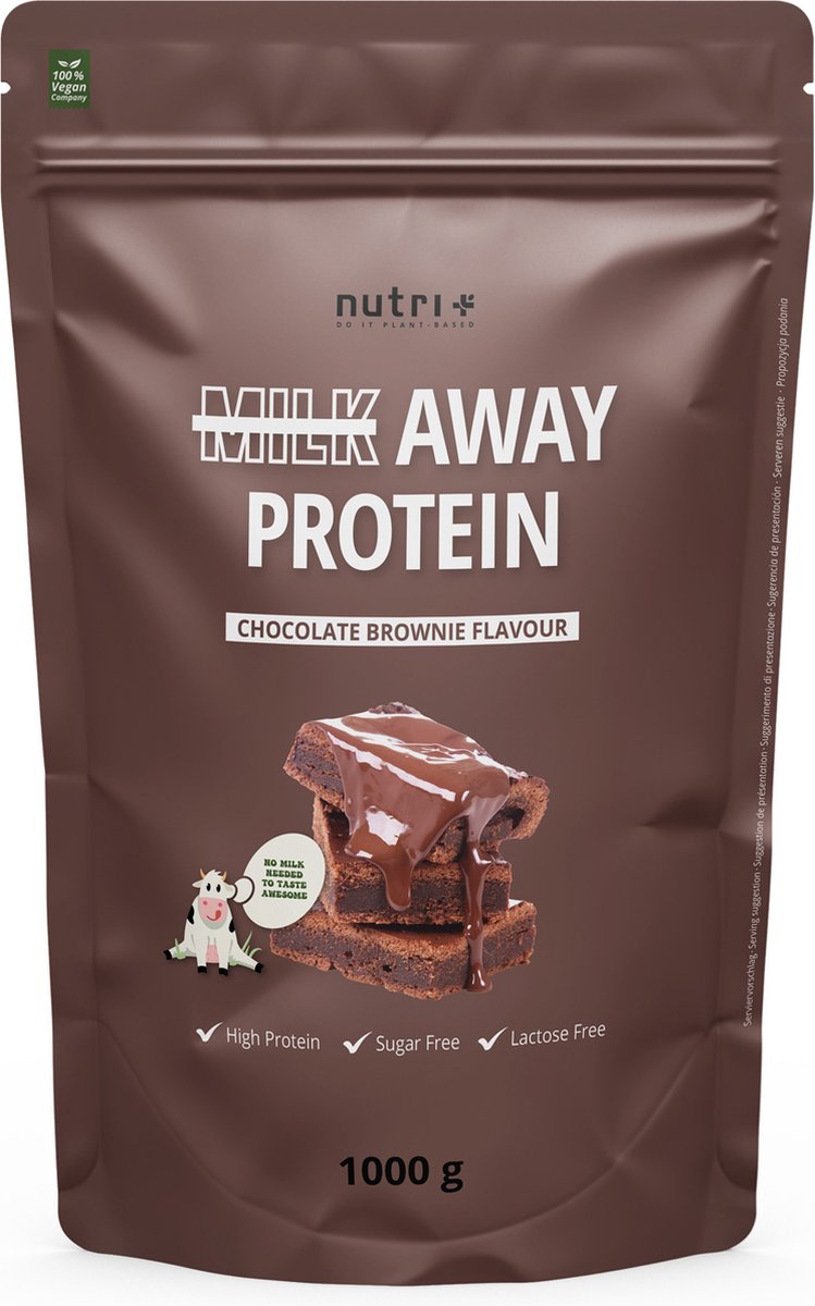 Goedkoopste nutri Milk Away Protein - Eiwitpoeder Chocolate Brownie - Veganistisch proteïne poeder - met vijf plantaardige eiwitten - glutenvrij en lactosevrij - zonder soja - 1000 g