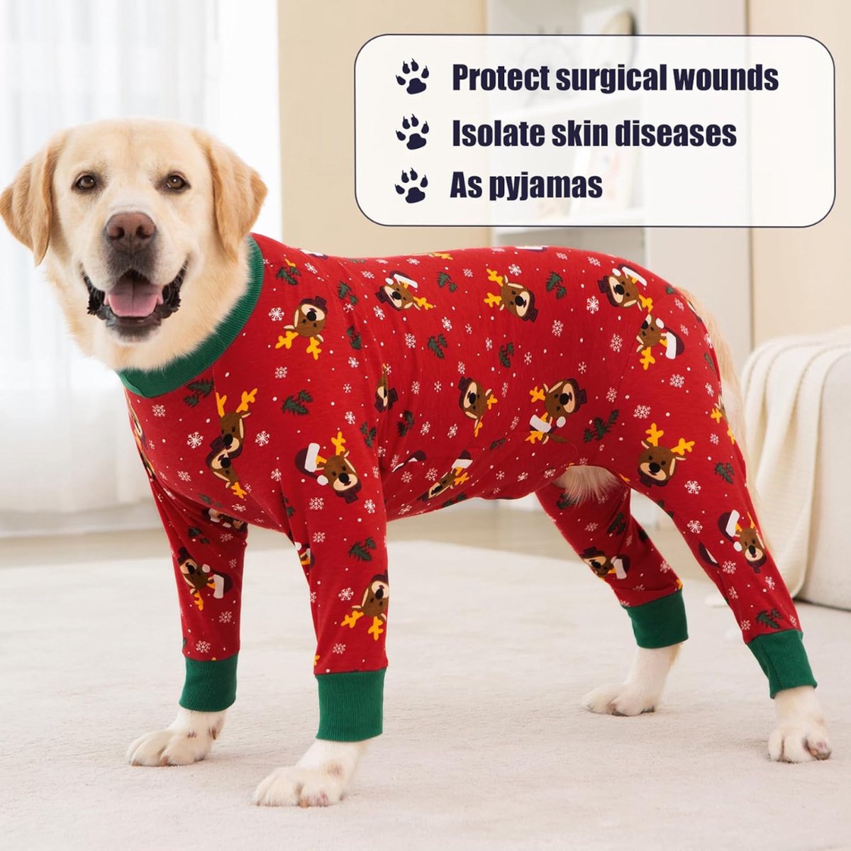Medium honden pyjamas, honden herstelpakte mannen (Rood, M