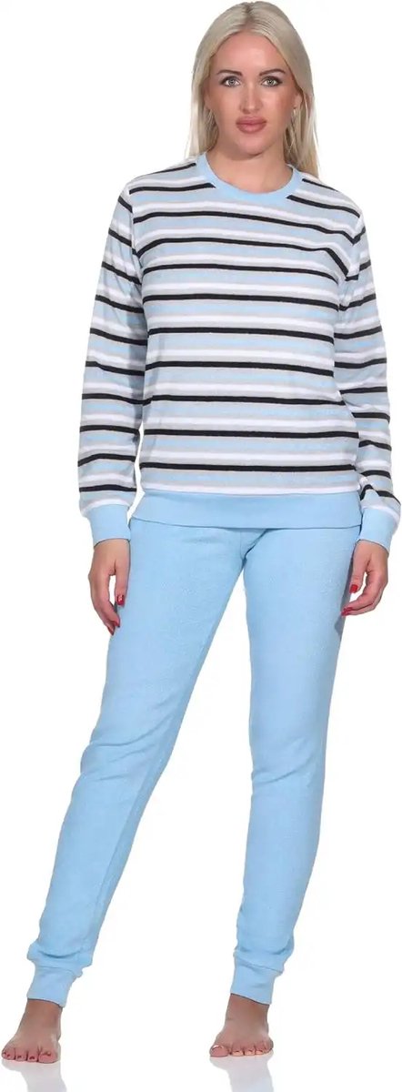 Normann dames pyjama badstof - Stripes - 38 - Blauw
