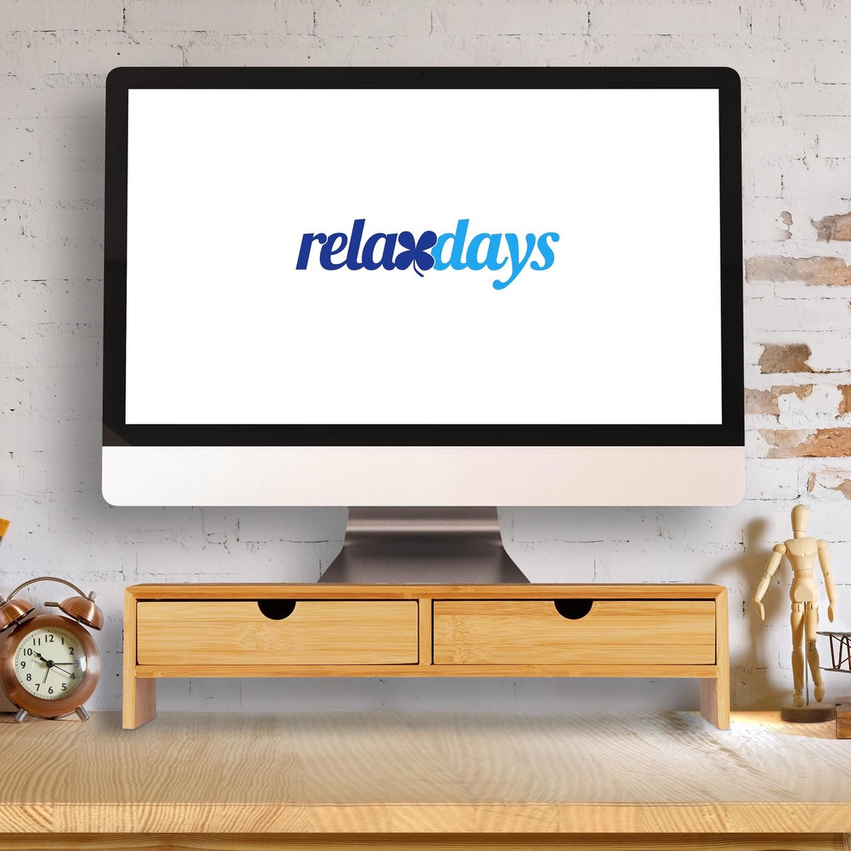 Relaxdays Support moniteur bambou, Rehaussement écran PC, Support