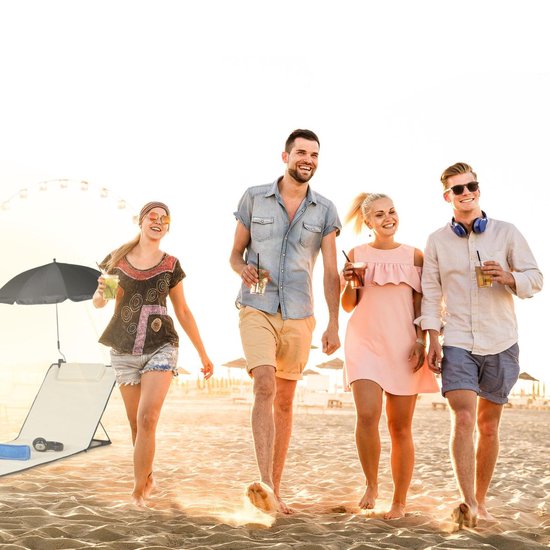 relaxdays strandmat - groot - ligbed - hoofdsteun - rugleuning - opvouwbaar - draagbaar antraciet van Relaxdays — afbeelding 5