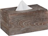 Relaxdays tissuehouder shabby - tissue box hout - zakdoekendoos - rechthoek - bruin