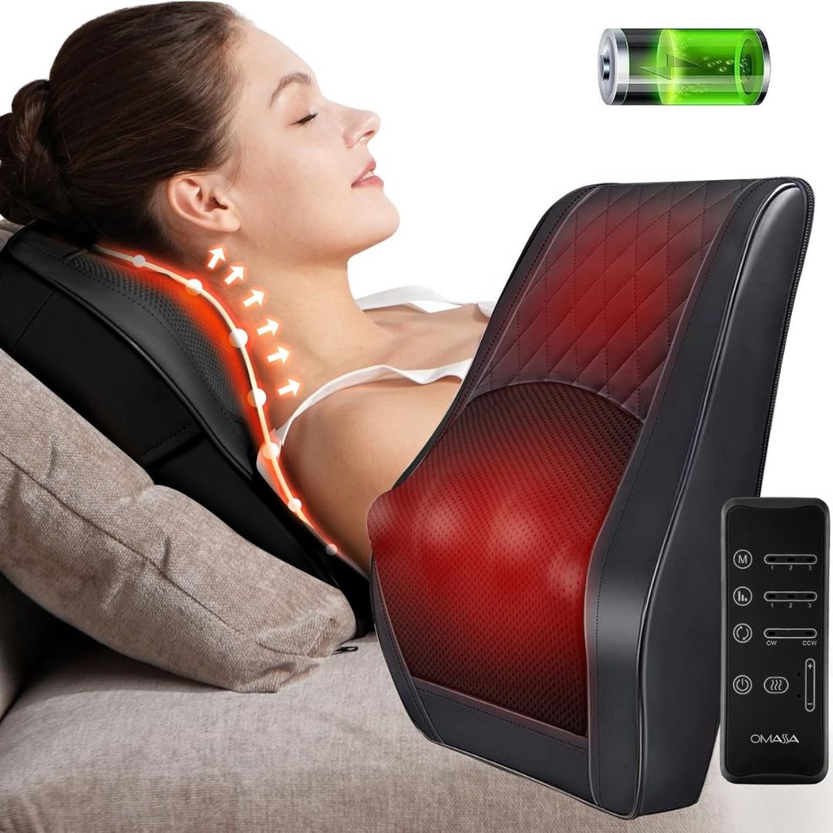 Professioneel Shiatsu Massagekussen met Afstandsbediening - Elektrisch Nekmassage Apparaat - Massage Apparaten - Nek en Schouder Massage Apparaat - Infrarood - Zwart/Grijs