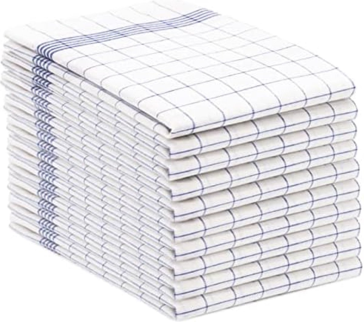 Set van 10 theedoeken, vaatdoeken, 50x70 cm, 100% katoen, blauw wit geruit