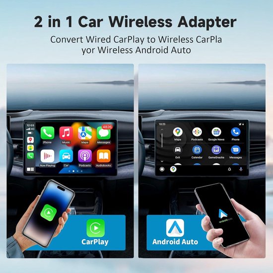 Draadloze CarPlay- en Android Auto-adapter, Plug & Play