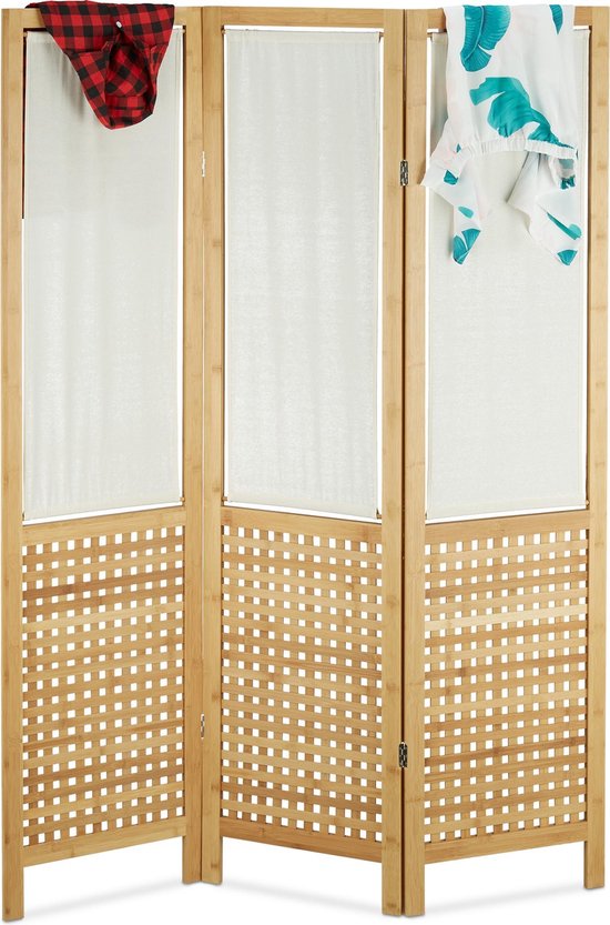 bamboe kamerscherm - roomdivider - scheidingswand inklapbaar 3 panelen | bol.com
