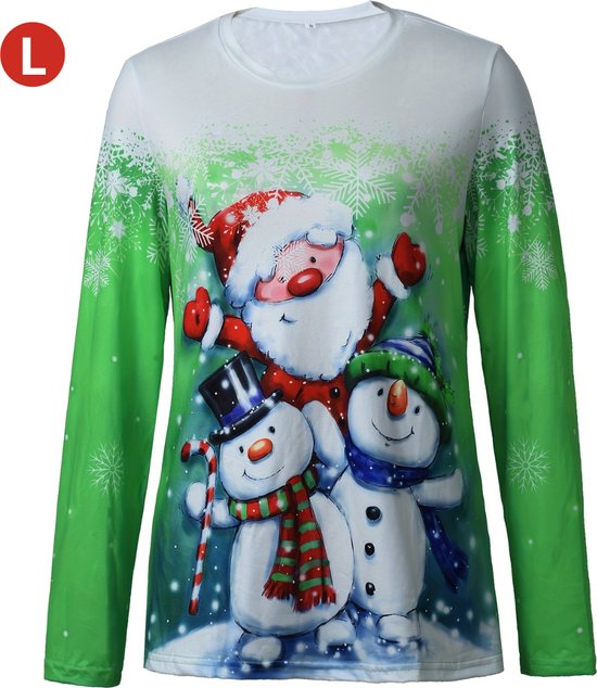 Bovista Kersttrui - Dames - Foute Kersttrui - Christmas Sweater - Kerst Sweater - Christmas Jumper - Pyjama - Groen - Maat L