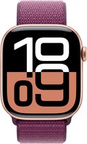 Bol.com Apple Watch Series 10 - Wifi + 4G - 46mm - Rose Gouden Aluminium Case met Plum Geweven Sportbandje aanbieding