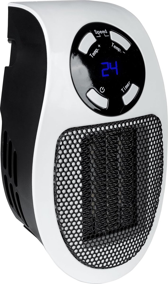 Stekkerkachel - verwarmingsvermogen, 28,46 m³/h - Keramisch - Led display - Timer - 240v - 500w - Wit zwart -