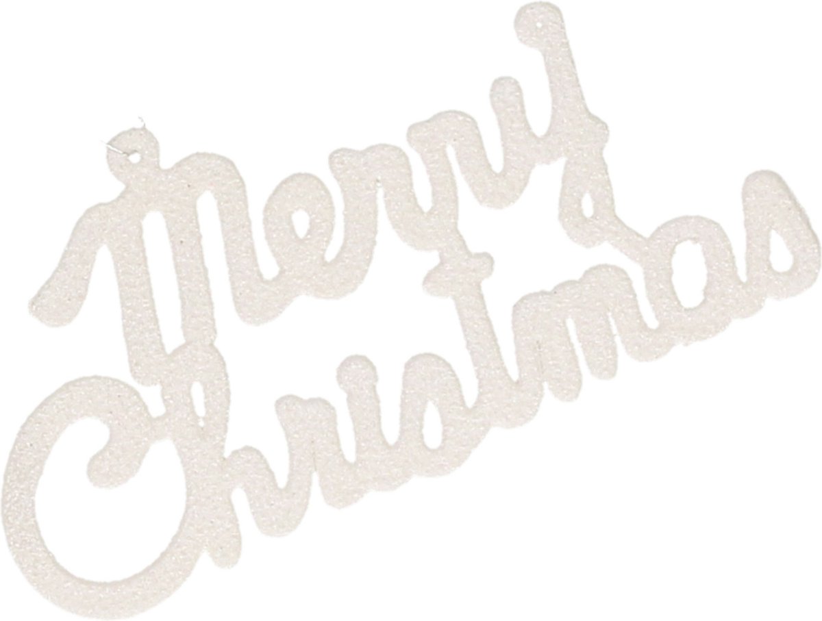 Cosy at Home Kersthangers Merry Christmas 6x - wit - kunststof - 10cm