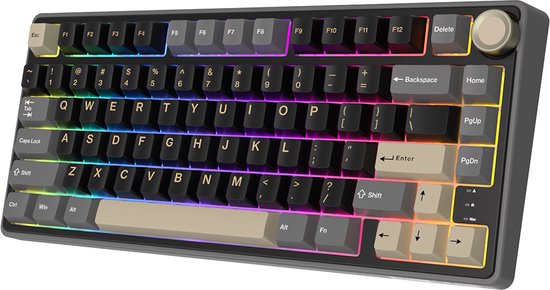 Royal Kludge RKR75 - RGB Mechanisch Gaming Toetsenbord - Foam Touch - Hot Swappable Switch - Phantom - Brown Switches - Inclusief Stofkap