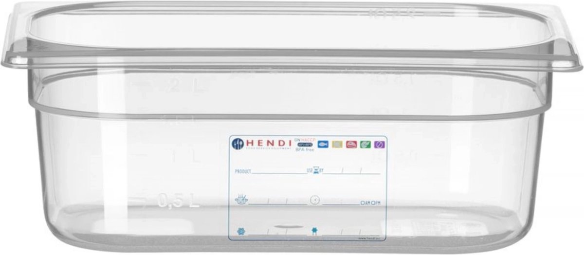 HENDI Gastronorm bak – luchtdicht – transparant – 2,8L – 265x162x100 mm