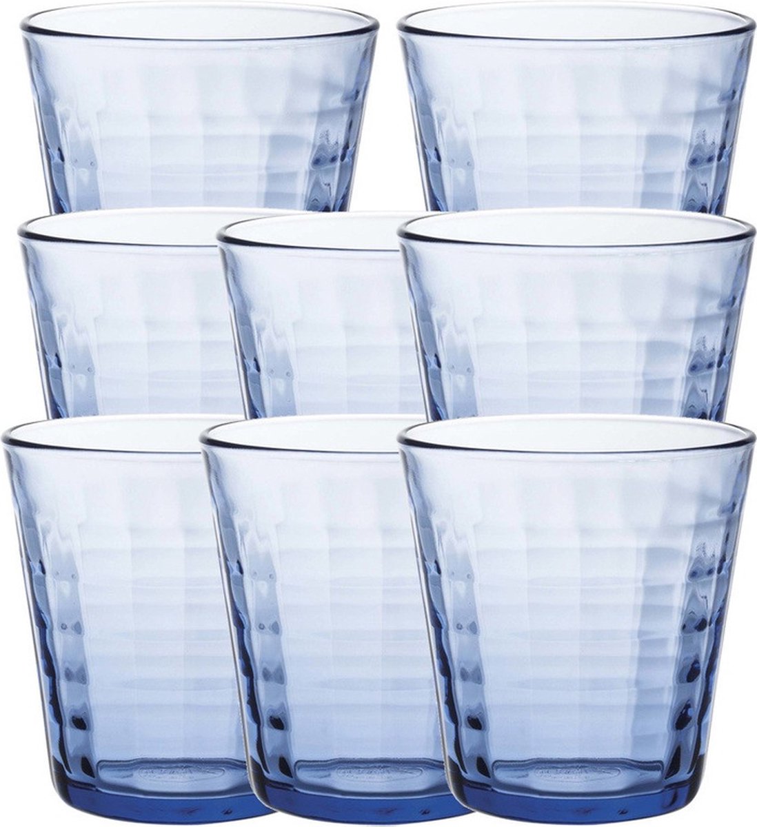Duralex Drinkglazen Prisme - 8x stuks - blauw transparant - 275 cm - drinkglas - Koffie/thee/water glazen