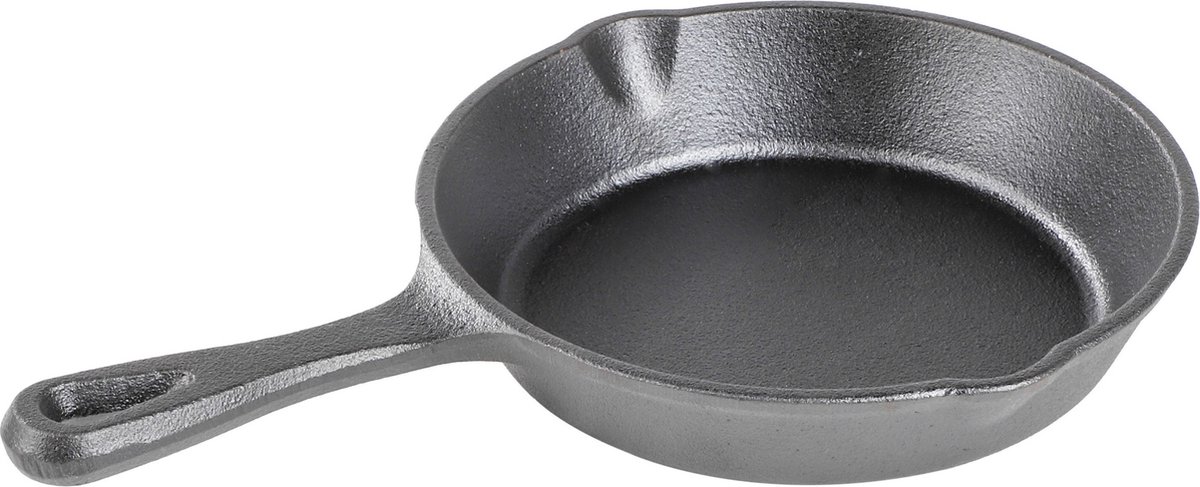 1x Stuks gietijzeren tapas serveerpannetje 18 cm - mini serveer pannen voor hapjes