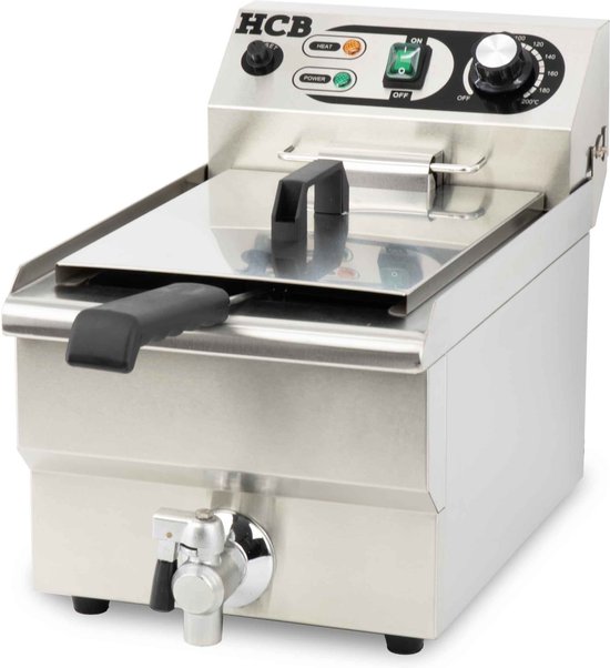 HCB® - Professionele Horeca Friteuse - 10 liter - 230V - RVS / INOX frietpan - Frietketel - 50x28x35 cm (DxBxH) - 3000W - 8705