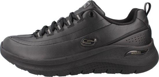 Zwarte Skechers sneaker met veters, Arch Fit technologie en lus.